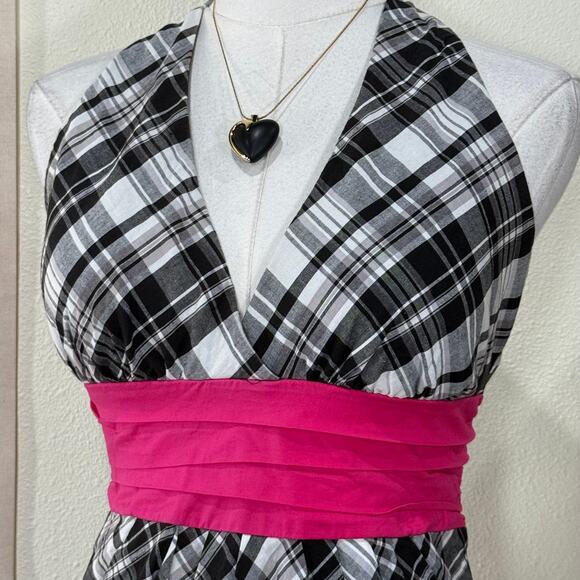 Y2k Plaid Tie Back Halter Babydoll Dress Scene Goth Party Emo Punk Princess 9 - Picture 3 of 8